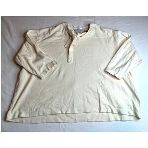 Orvis Shirt Womens Extra Large Yellow Cropped Long Sleeve Cotton Lightweight